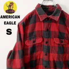 usa古着 AMERICAN EAGLE　ネルシャツS　レッドブラック　チェック