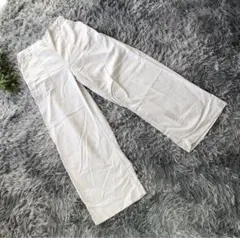 niko and ...【M】白 ゴムウエスト ワイドパンツ 綿 バックポケット