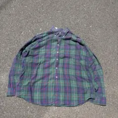 80年代✨ L.L.Bean ヘビーネルシャツ ブロックチェック 古着 L