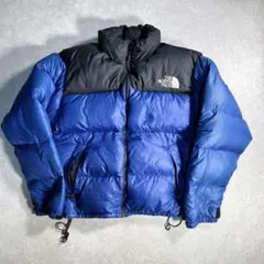 90s ノースフェイス ヌプシ ダウンジャケット ブルー ブラック 短丈