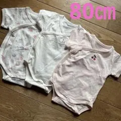 ３枚セット　新品　プティマイン　ロンパース　インナー　肌着　80㎝　刺繍　女の子