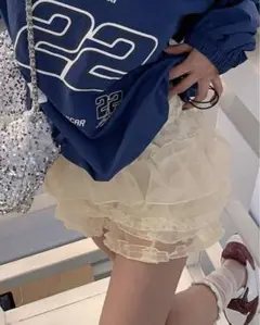 ミニスカート フリルスカート アプリコット