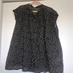 しまむら コットン100% ノースリーブ ブラウス ドット柄