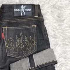 美品✨MIRACLE WOMAN デニム ファイヤーステッチ セルビッチ 黒