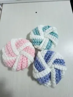 アクリルたわし かぎ編み エコたわし アクリルタワシ コースター ニコ