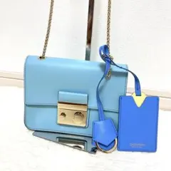希少美品　ゲラルディーニ　レザー　イタリア製バッグ　ショルダー　ライトブルー