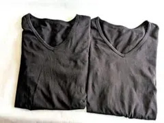 GU 半袖VネックTシャツ メンズ L ブラック 2枚セット