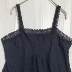 UNIQLO ユニクロ　リブレースキャミソール　黒　M