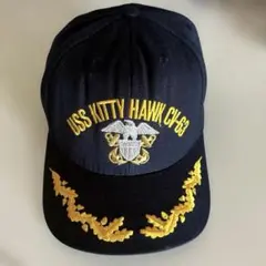米海軍　キティーホーク　帽子 米軍 USS キティホーク 空母 紺帽子 士官仕様 USA製 VINTAGE - メルカリ