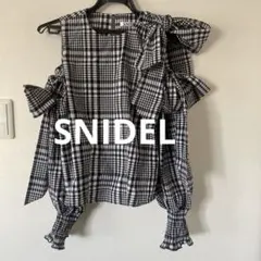 SNIDEL スナイデル リボンシャツブラウス ギンガムチェック オフショル Fのサムネイル