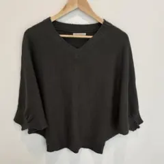 【新品未使用】Lサイズ TM-PARTY ダークグレー Vネックニット ドルマン