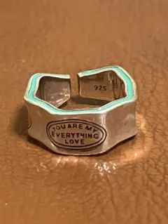 シルバー925 メキシカンジュエリーヴィンテージリングランダム曲面英字リング