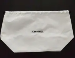 CHANEL ホワイト コットン巾着ポーチ