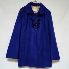 OLD NAVY フリルウールピーコート L ロイヤルブルー