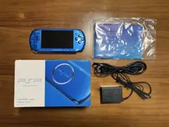 PSP3000本体(ブルー)外箱説明書AC付アナログスティック上破損有り中古品
