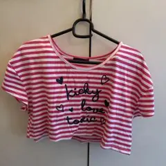 lovetoxic ストライプ クロップドTシャツ Mのサムネイル
