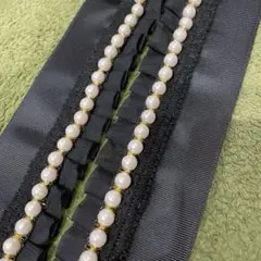 重ね衿　パール　黒レース　成人式　振袖　卒業式　袴　伊達襟　重ね襟　襟飾り