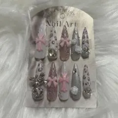 ネイルチップ　ヒョウ柄　キラキラ　ギャルネイル