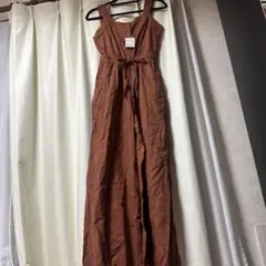 フロントボタン オールインワン サロペット ブラウン