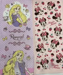 ラプンツェル ミニーマウス タオル　2枚セット ディズニー　フェイスタオル 新柄