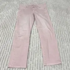 【a4345】UNIQLO スリムフィットカラーアンクルジーンズ ピンク M