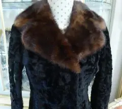 超お買い得◇【レビオン】MINKトリミングブラックスワカラリアルファーコート◇