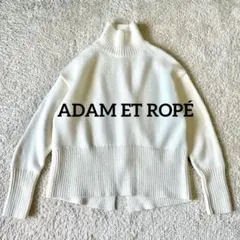 アダムエロペ タートルバックスリットニットプルオーバー オフホワイト アルパカ混