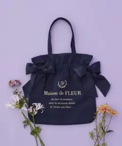 Maison de FLEUR トートバッグ リボン ネイビー《未使用新品》 - メルカリ