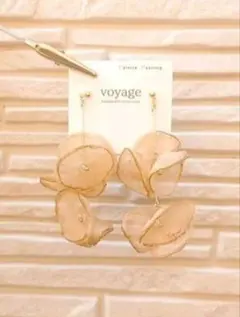 【再販】シフォン モカ ピアス イヤリング ブライダル 結婚式 ハンドメイド