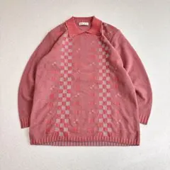ROGICA チェッカー柄 襟付きニット ピンク M ポップ ガーリー レトロのサムネイル