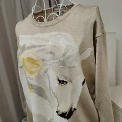 KRIZIA クリッツィア　レディースニット　刺繍　アニマル　М〜L　ゴールドのサムネイル