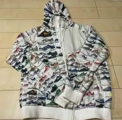 専用名作超激レアNIKE モノグラムスニーカー柄 パーカー XL