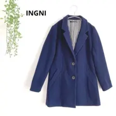 イング　チェスターコート ストライプ裏地　ミディ丈　羽織り　シンプル　M