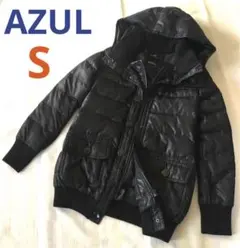 【AZUL】ダウンジャケット　黒　ブラック　取り外せるフード付き　レディース　S