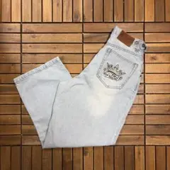 9090 ナインティーナインティー デニム バギーパンツ 刺繍デザイン