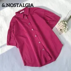 美品✨ &.NOSTALGIA タフタボリュームシャツ ピンク ワインのサムネイル