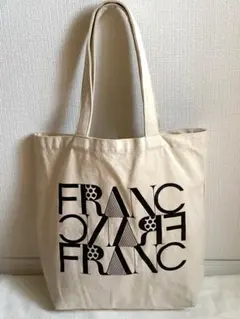 Francfranc フランフラン　トートバッグ　アイボリー　ロゴ　キャンパス