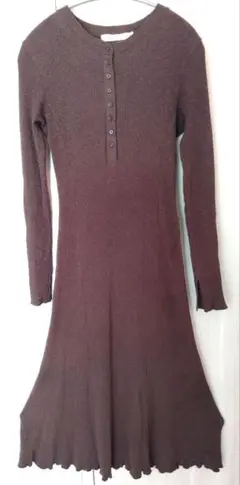 MOUSSY リブニットワンピース ブラウン