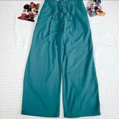 ワイドパンツ ウエスト総ゴムゆったり脚長 オフィスカジュアル 【M】春夏秋洗える