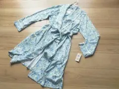 新品タグ付　チャタークラブ花柄レース付きガウンルームウェア！ブルー系
