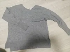 OFUON Vネック 長袖ニット グレー