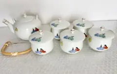 深川製磁　有田焼　六歌仙　茶器揃　急須　湯呑み　箱入