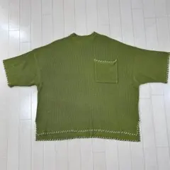 Loose メンズ　ステッチデザイン ニット ピスタチオ　Mのサムネイル