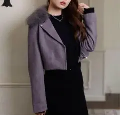 ファーカラークロップドスエードジャケット