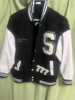 SANHOMME 刺繍スタジャン XXL ブラック/ホワイト