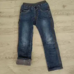 デニムストレートパンツ 裏起毛120