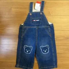新品未使用　ミキハウス　オーバーオール　デニム　ベア　L90〜100