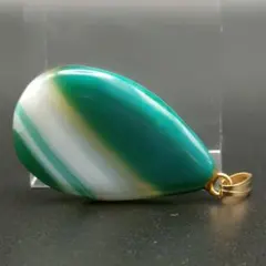 未使用保管品　グリーン縞瑪瑙　ペンダントトップ