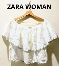 ★美品★ZARA WOMAN オフショルダー トップス カットソー ホワイト Sのサムネイル