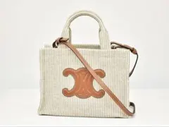 CELINE トリオンフ キャンバス ストライプ ショルダーバッグ